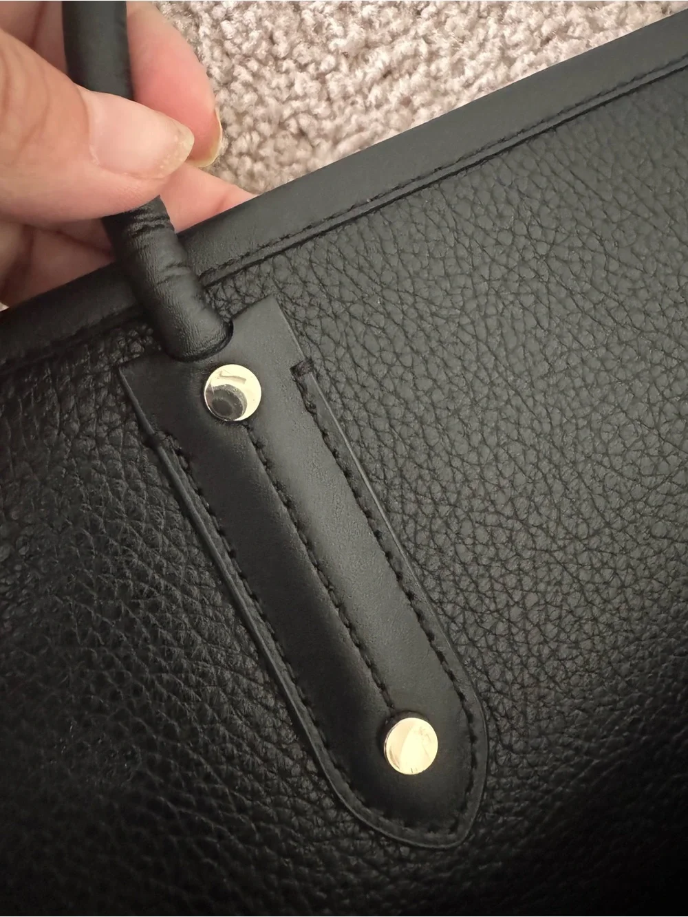 Kate Spade Ella Tote Black Pebbled Leather Logo with White Print